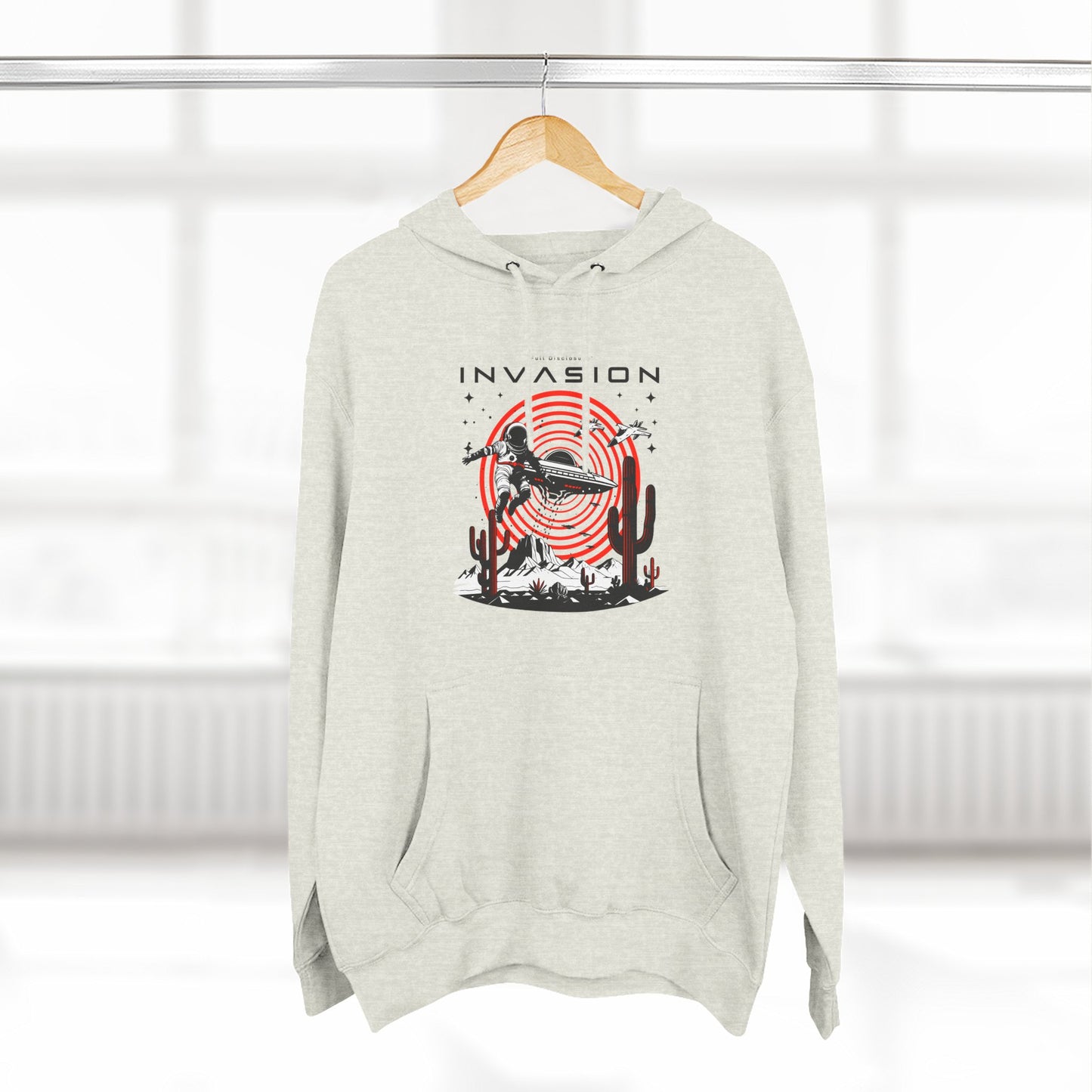 Full Disclosure Alien Invasion Fleece Hoodie, Extraterrestrial Women's Sweatshirt, Outer Space Three-Panel Fleece Jacket, UFO Invasion