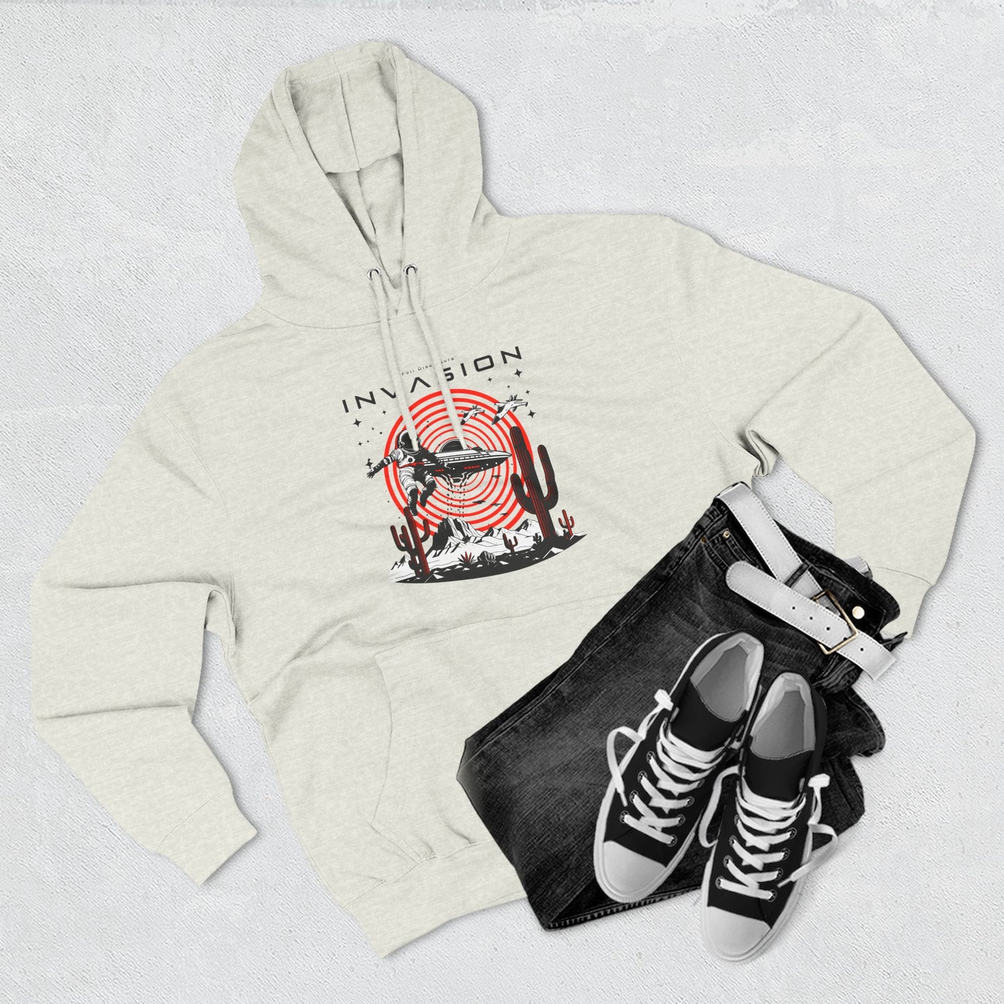 Full Disclosure Alien Invasion Fleece Hoodie, Extraterrestrial Women's Sweatshirt, Outer Space Three-Panel Fleece Jacket, UFO Invasion