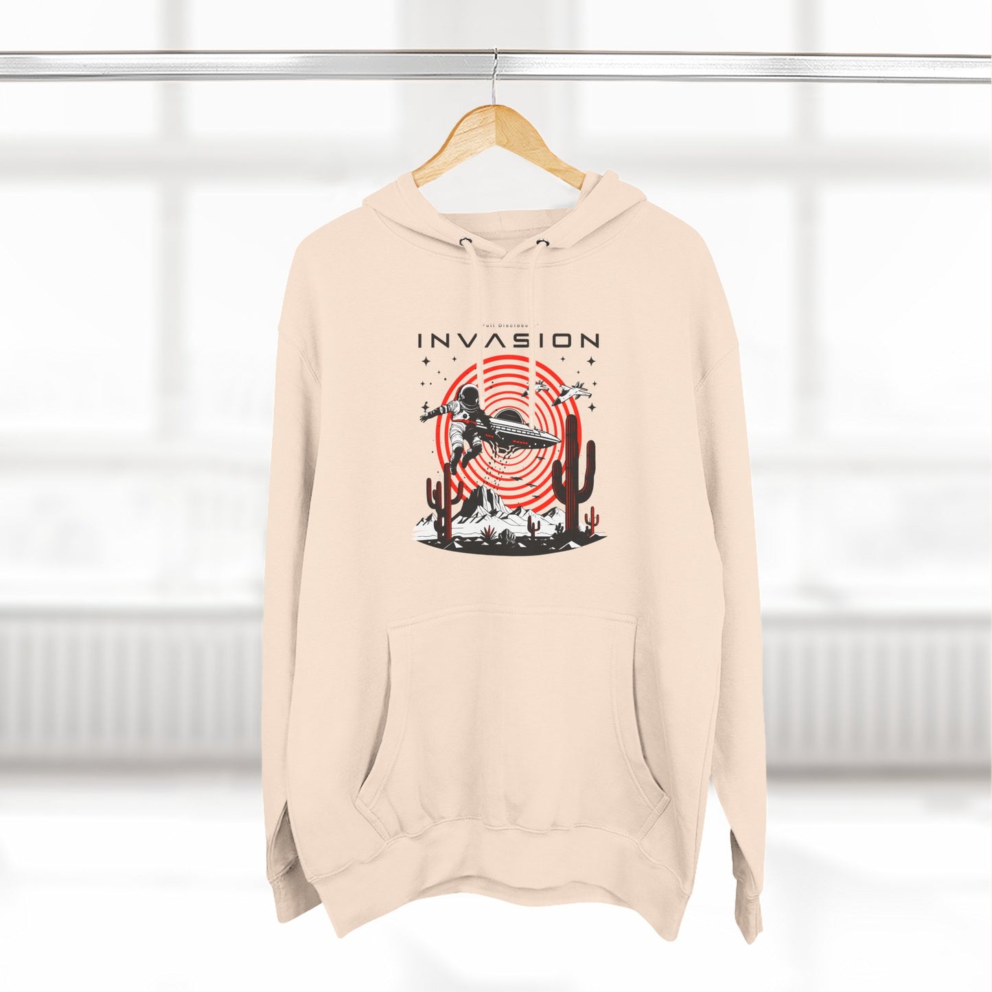 Full Disclosure Alien Invasion Fleece Hoodie, Extraterrestrial Women's Sweatshirt, Outer Space Three-Panel Fleece Jacket, UFO Invasion