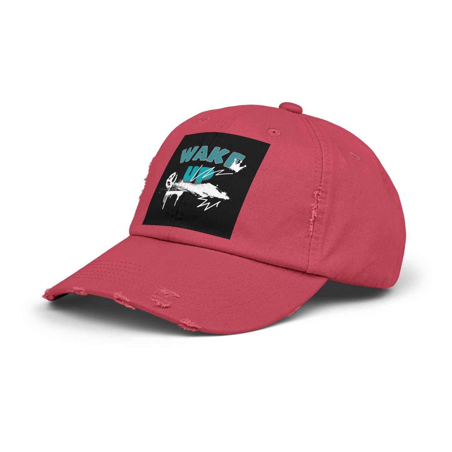 Wake Up Distressed Cotton Twill Hat for Conscious Living