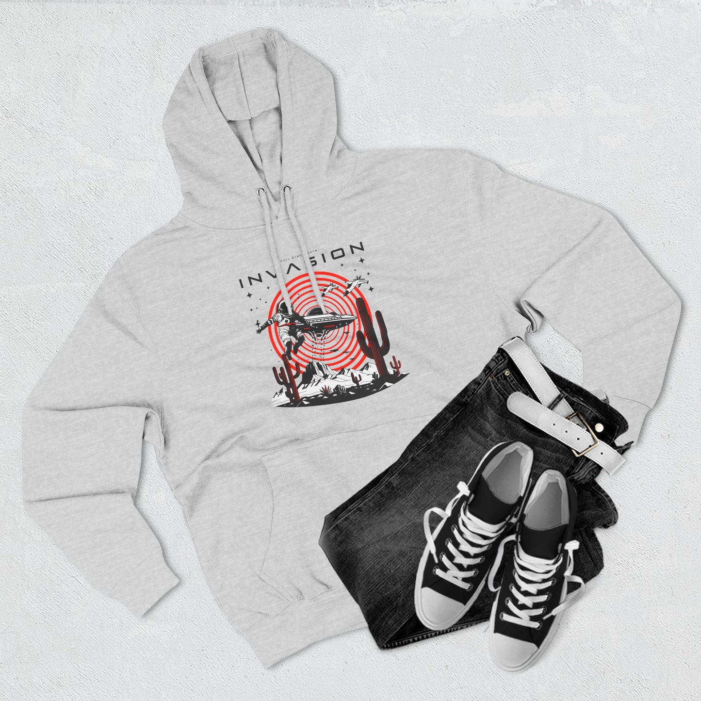 Full Disclosure Alien Invasion Fleece Hoodie, Extraterrestrial Women's Sweatshirt, Outer Space Three-Panel Fleece Jacket, UFO Invasion