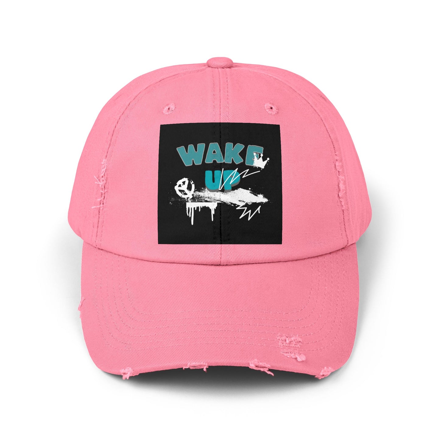 Wake Up Distressed Cotton Twill Hat for Conscious Living