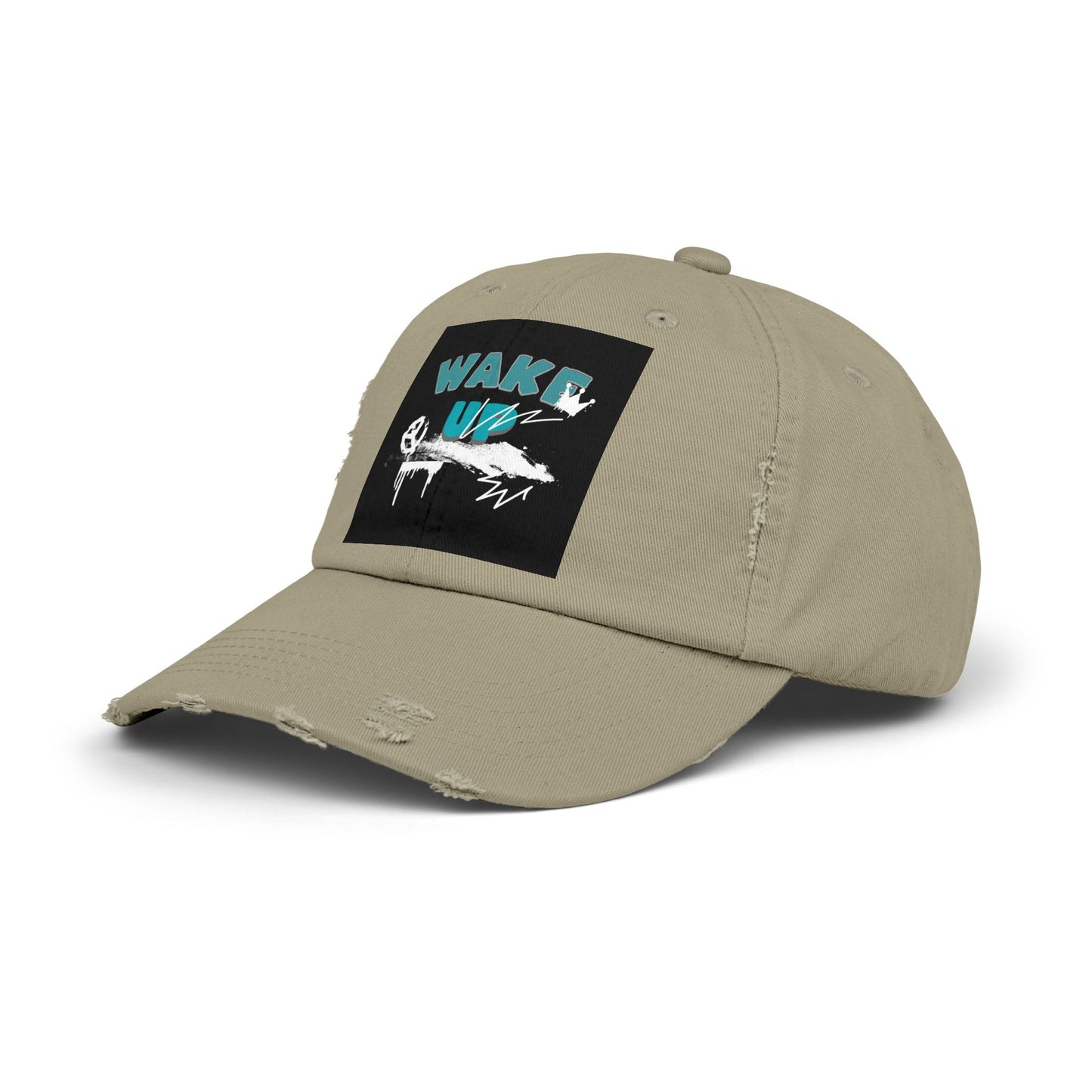 Wake Up Distressed Cotton Twill Hat for Conscious Living
