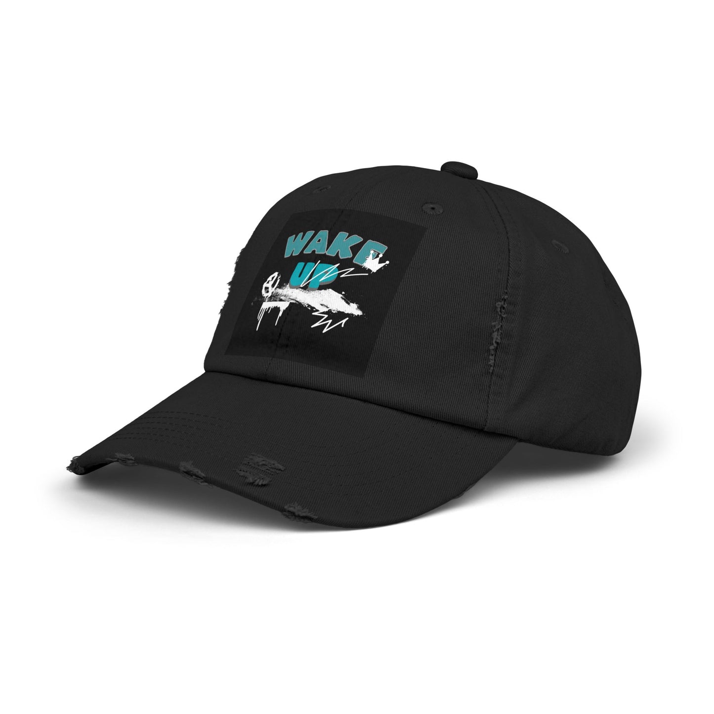 Wake Up Distressed Cotton Twill Hat for Conscious Living