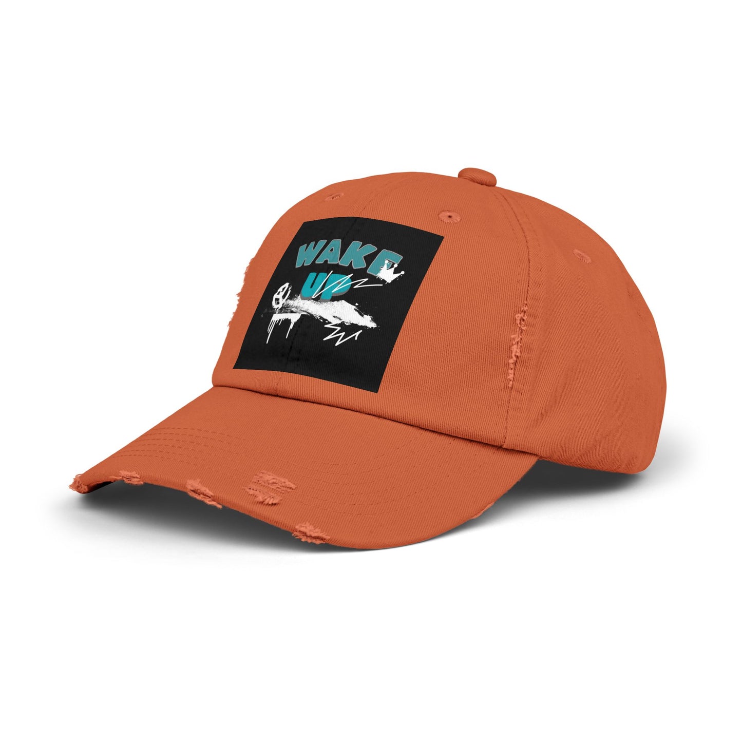 Wake Up Distressed Cotton Twill Hat for Conscious Living