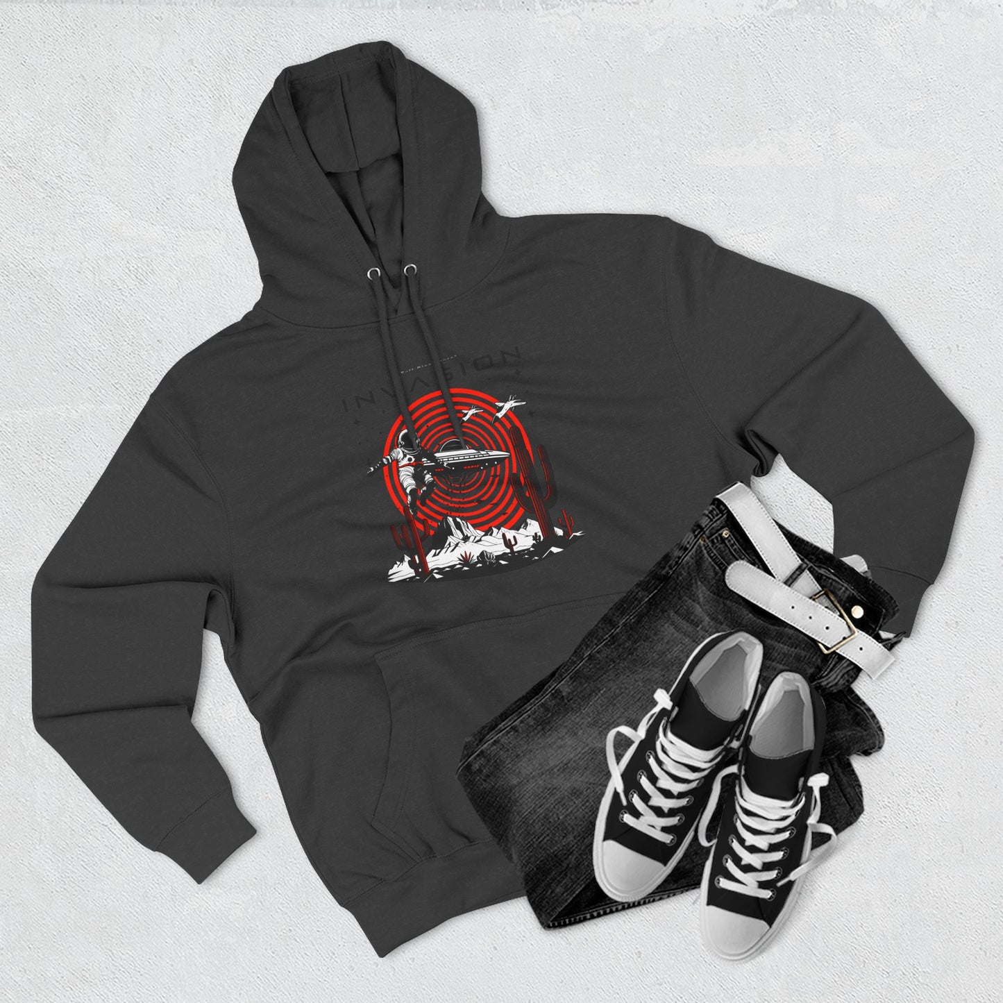 Full Disclosure Alien Invasion Fleece Hoodie, Extraterrestrial Women's Sweatshirt, Outer Space Three-Panel Fleece Jacket, UFO Invasion