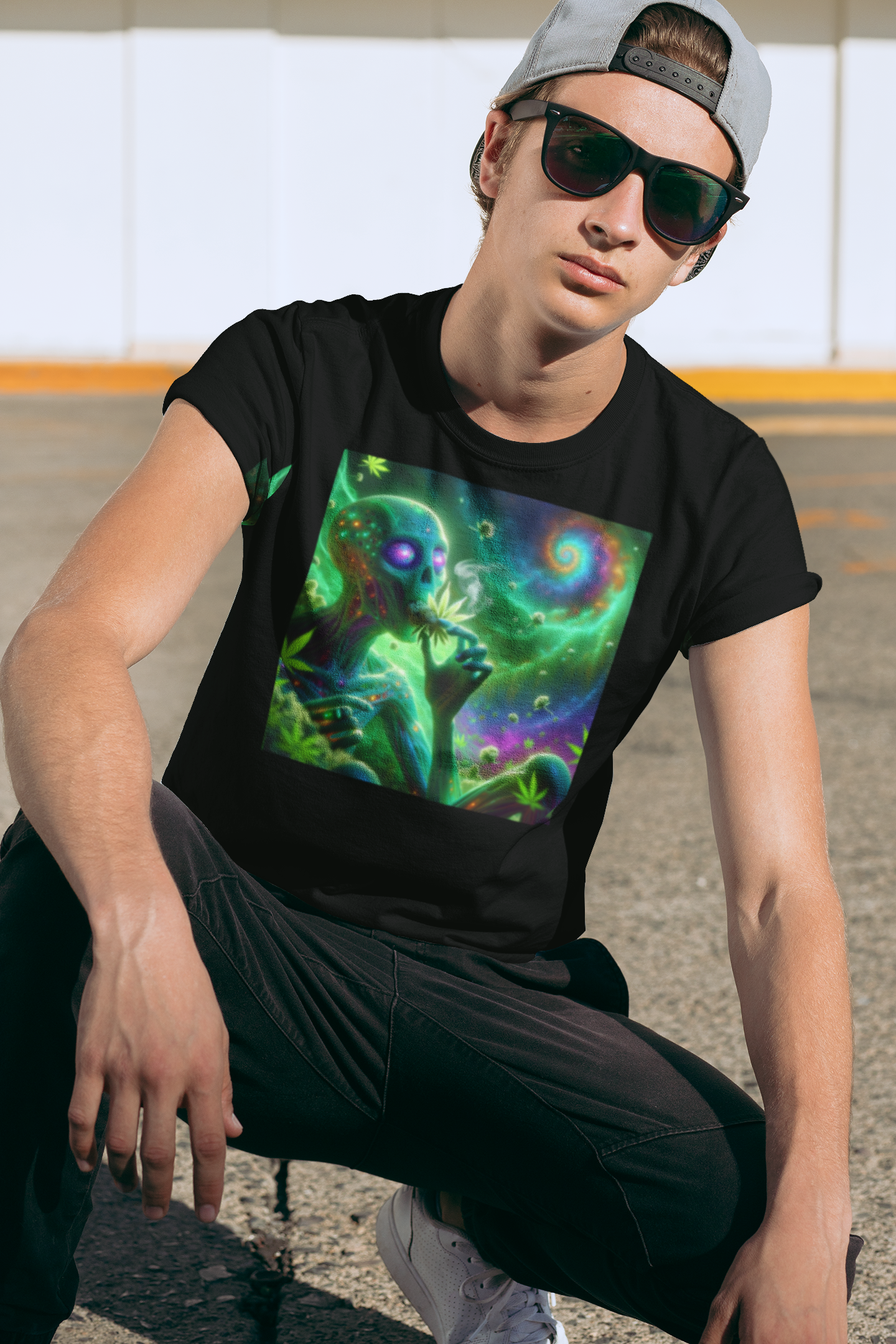 Zombie Alien Tee, Marijuana Leaf Shirt, Alien Smoking Tee, Unisex Cannabis Tee, Funny Alien Tee, Halloween T-shirt