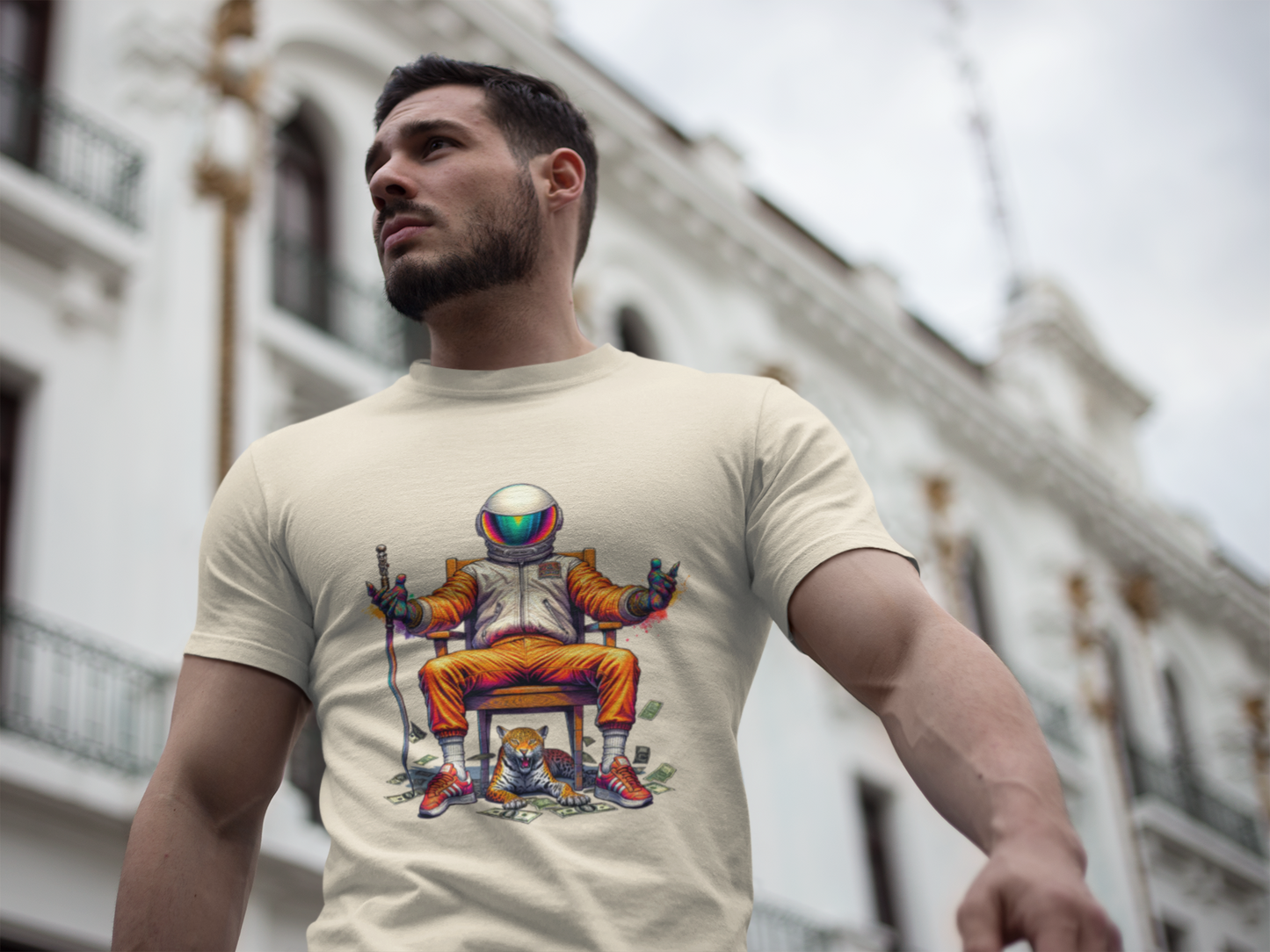 Self-Made Astronaut Alien Tee, American Dream Space Shirt, Astronaut Tiger Tee, Unisex Tee, Short Sleeve Tee