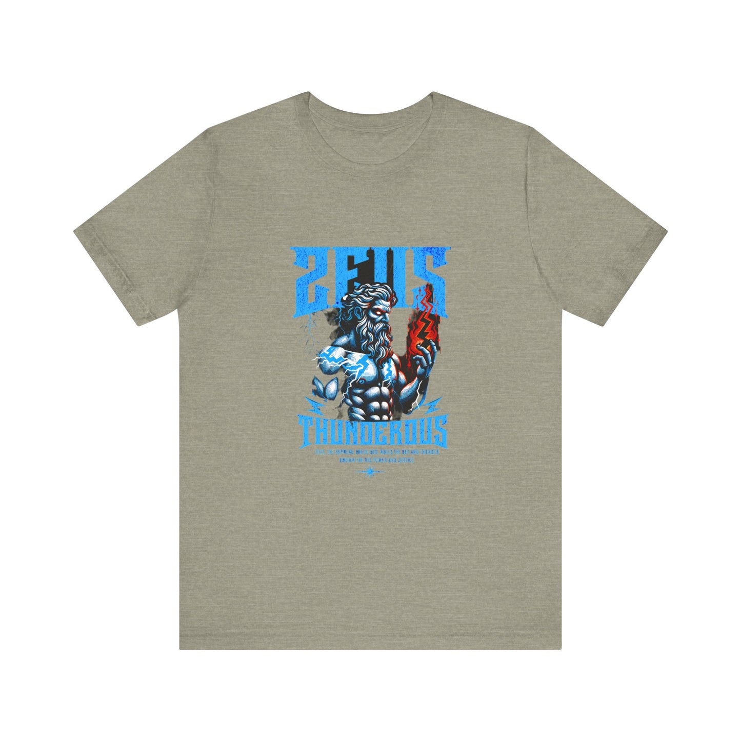 Zues Thunderous Tee, Lightning Bolt Shirt, Mythological Graphic Tee, Greek God T-Shirt, Unisex Jersey Top, Trendy Myth Tee