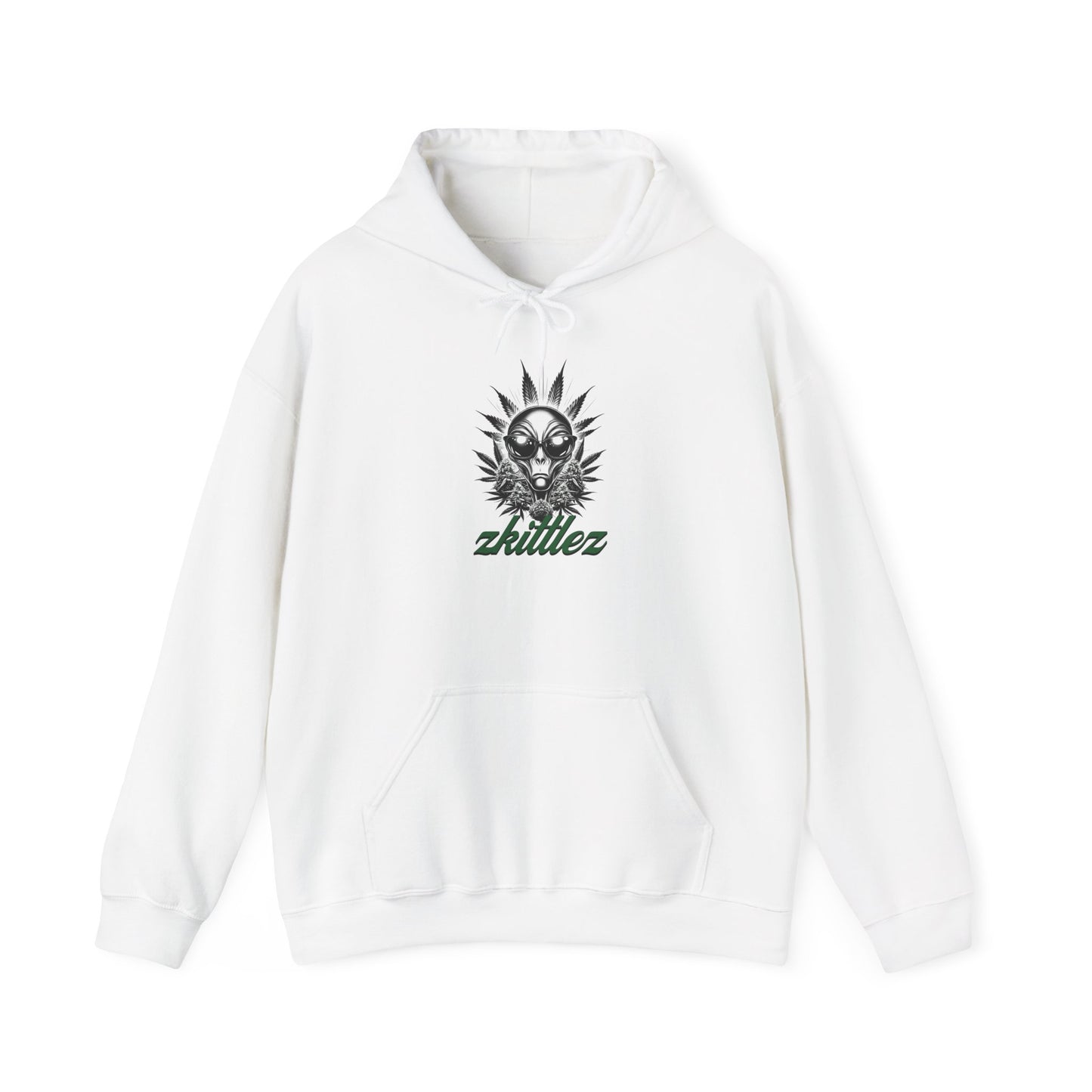 Zkittlez Alien Weed Hoodie - Galaxy Stoner Sweatshirt, Space Marijuana Pullover, Celestial Cannabis Jumper, UFO 420 Hooded Sweater, Trippy