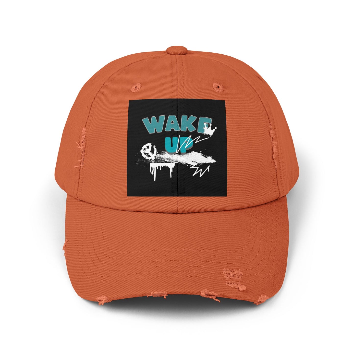 Wake Up Distressed Cotton Twill Hat for Conscious Living