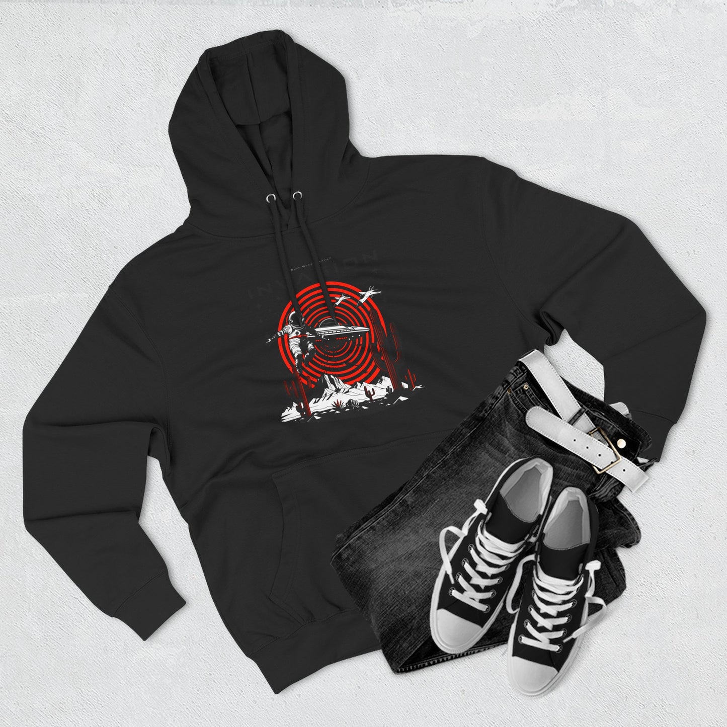 Full Disclosure Alien Invasion Fleece Hoodie, Extraterrestrial Women's Sweatshirt, Outer Space Three-Panel Fleece Jacket, UFO Invasion