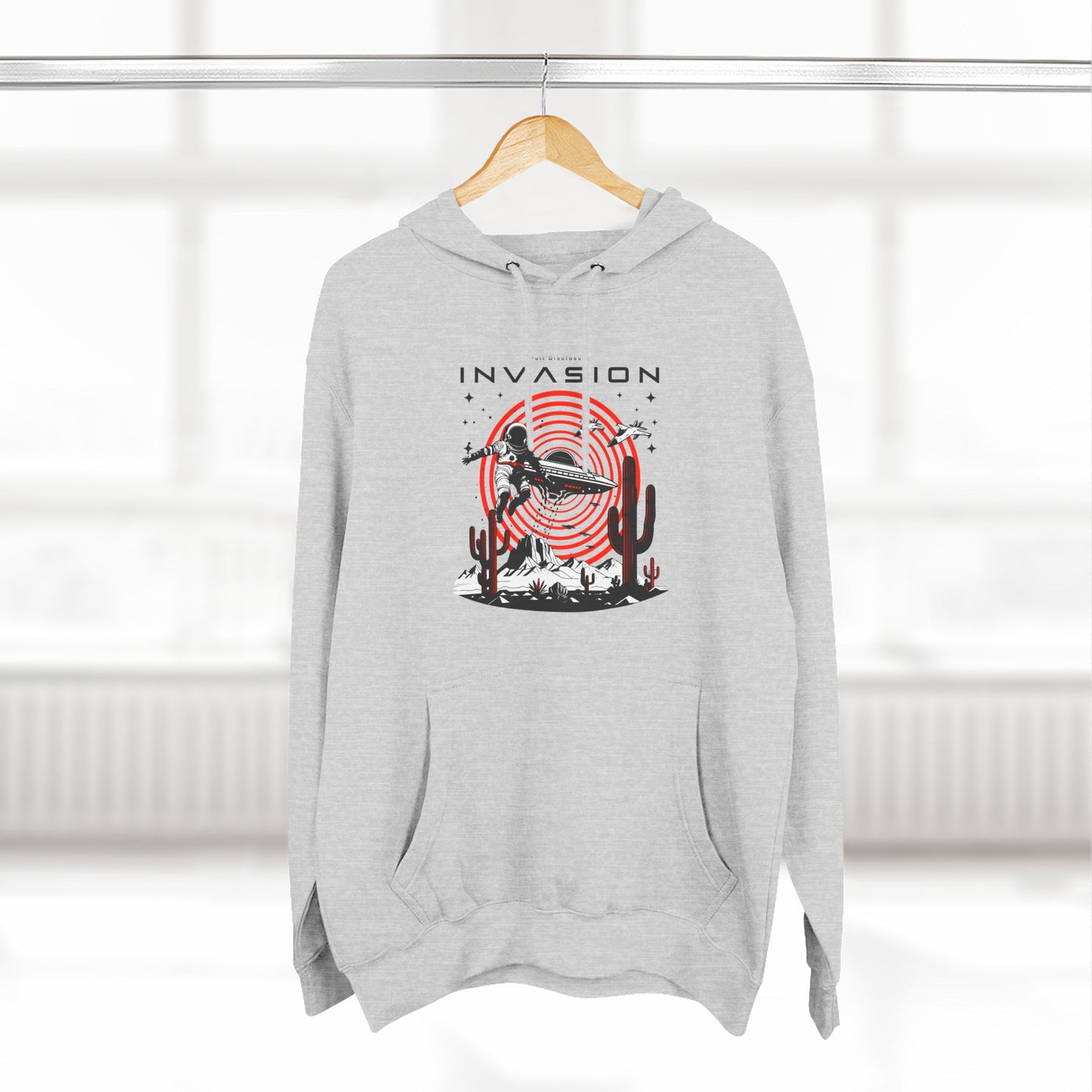 Full Disclosure Alien Invasion Fleece Hoodie, Extraterrestrial Women's Sweatshirt, Outer Space Three-Panel Fleece Jacket, UFO Invasion