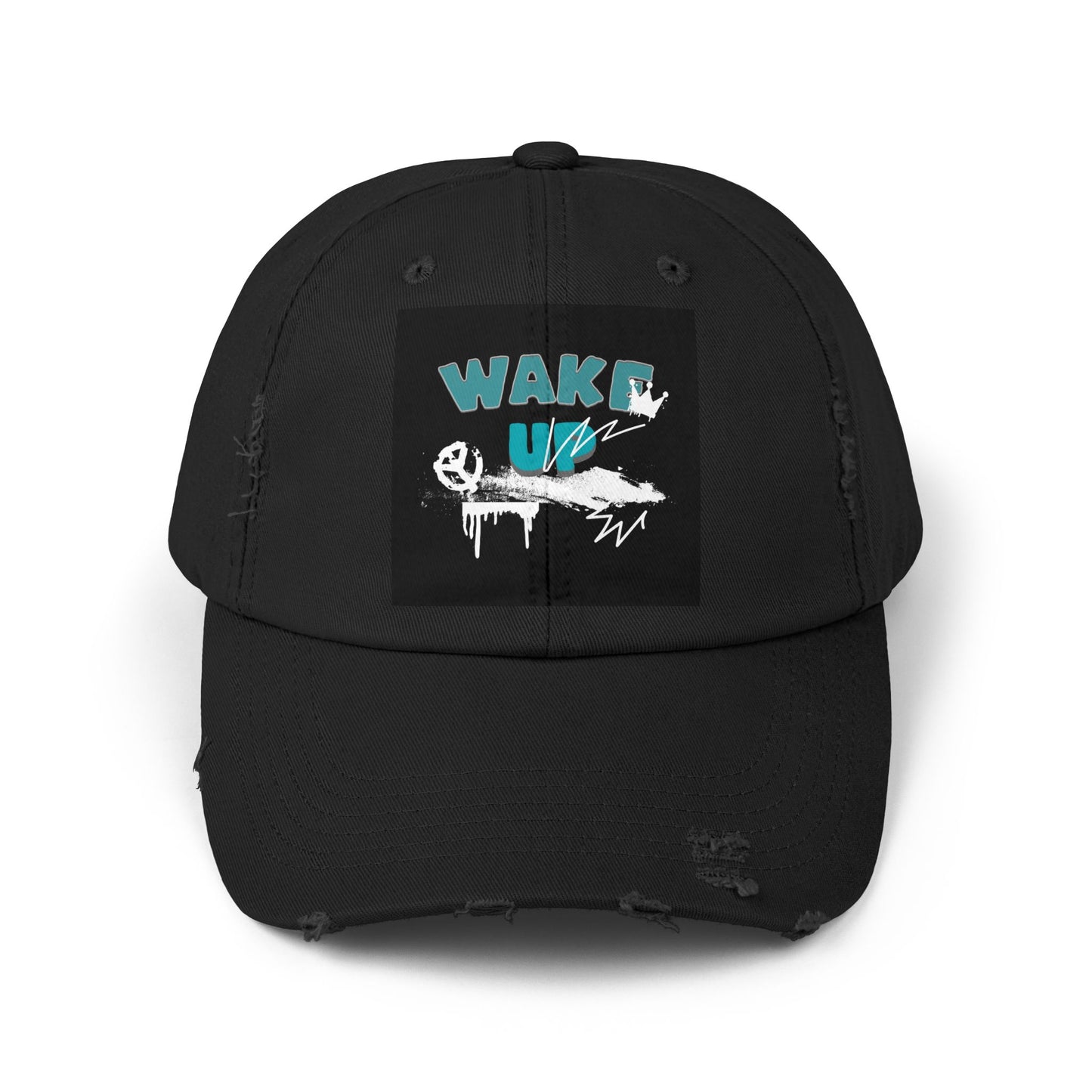 Wake Up Distressed Cotton Twill Hat for Conscious Living