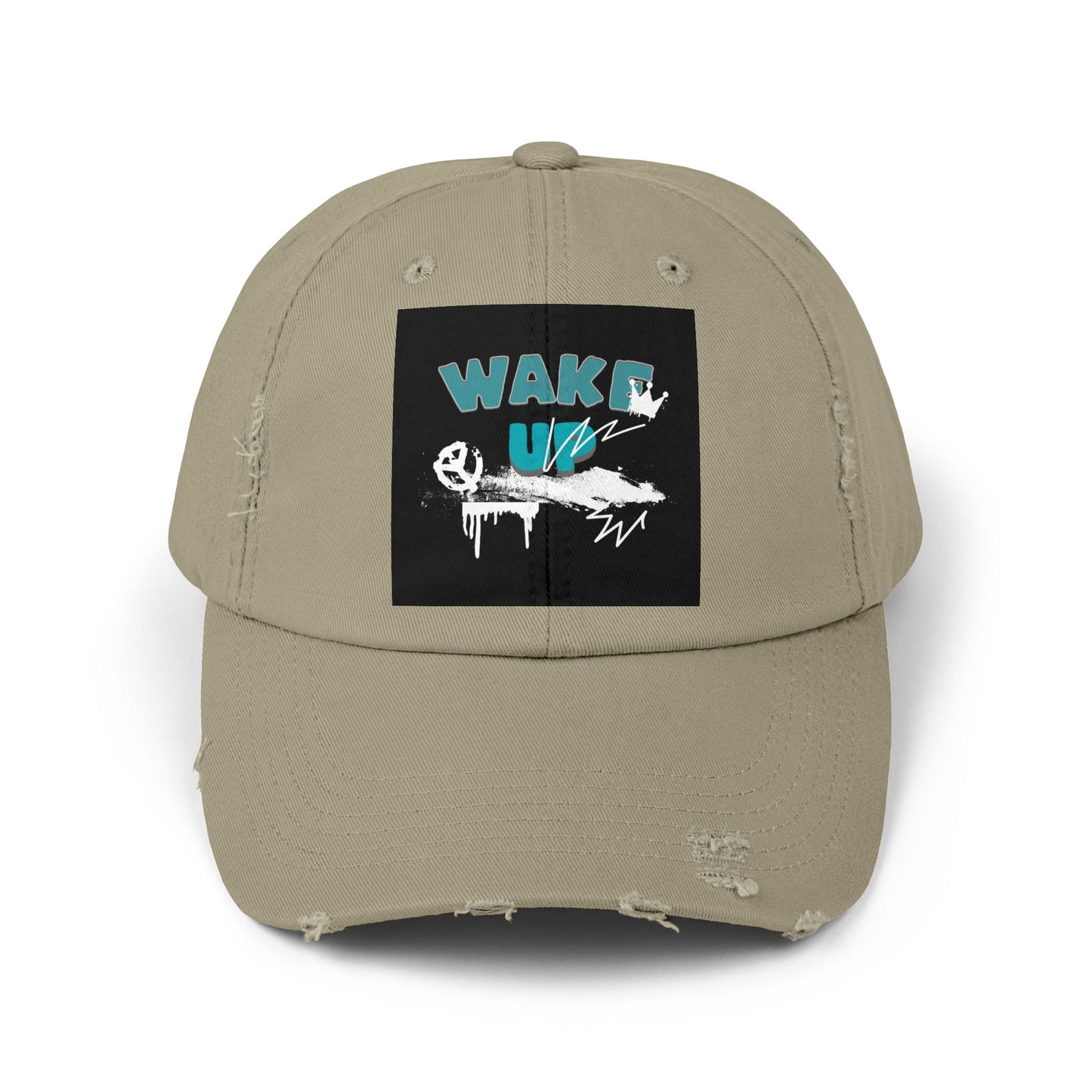 Wake Up Distressed Cotton Twill Hat for Conscious Living