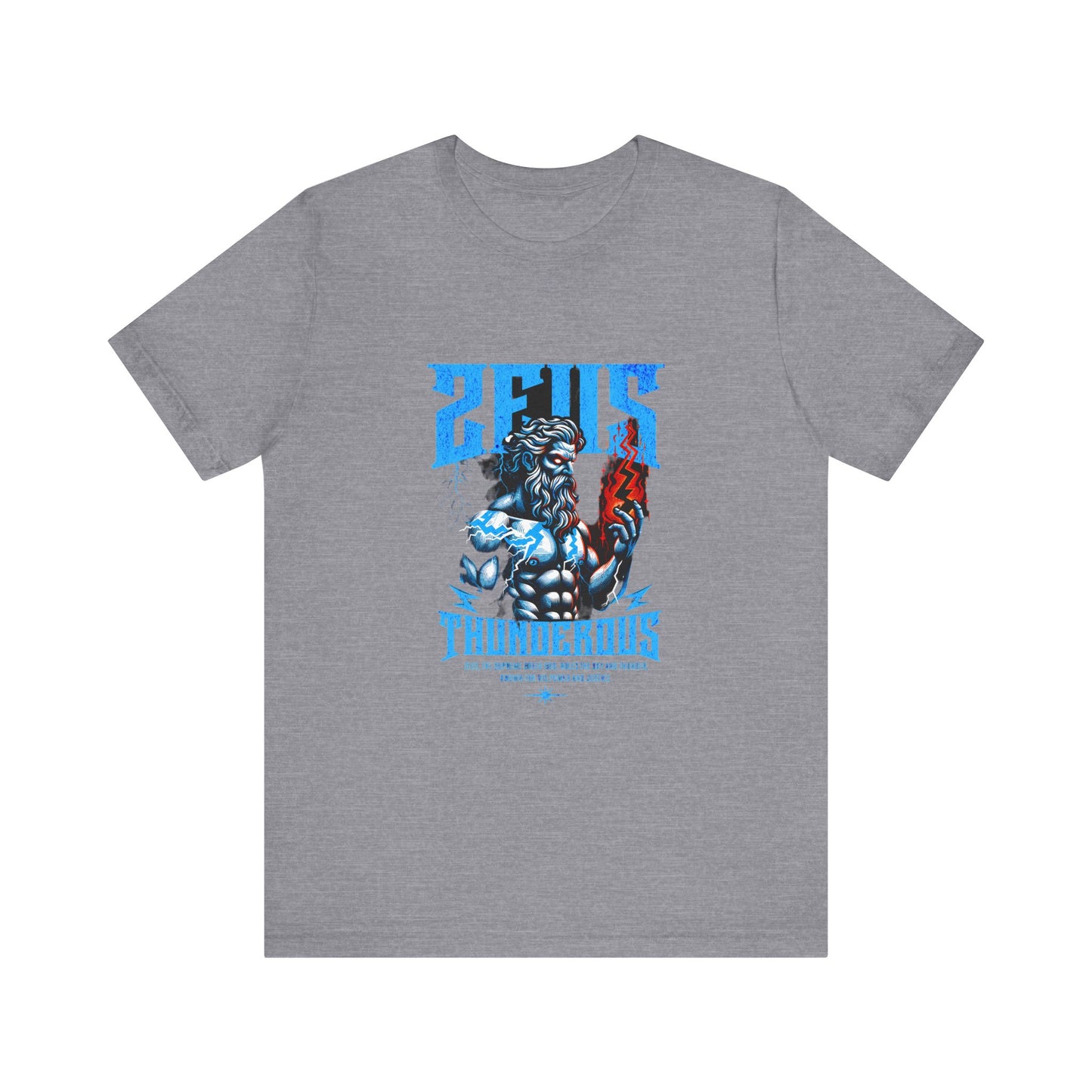 Zues Thunderous Tee, Lightning Bolt Shirt, Mythological Graphic Tee, Greek God T-Shirt, Unisex Jersey Top, Trendy Myth Tee