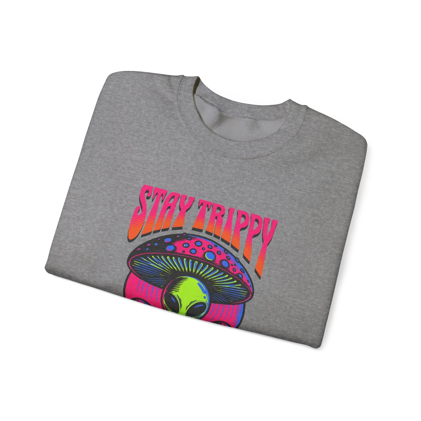 Stay Trippy Little Hippie Alien Sweatshirt - Unisex Crewneck, Heavy Blend Pullover, Galaxy Jumper, Cool Space Graphic Top, Retro UFO Sweater