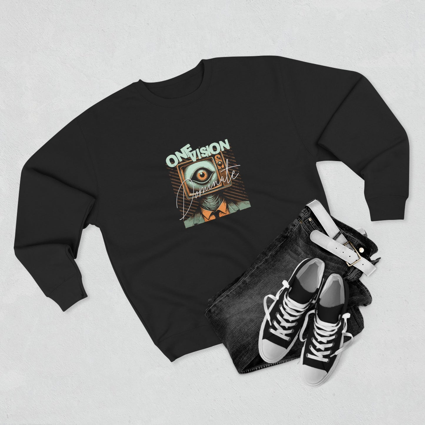 One Vision to Dominate Unisex Crewneck Sweatshirt - Stay Focused, Programmer Gift, Motivational Jumper, Inspirational Pullover, Computer