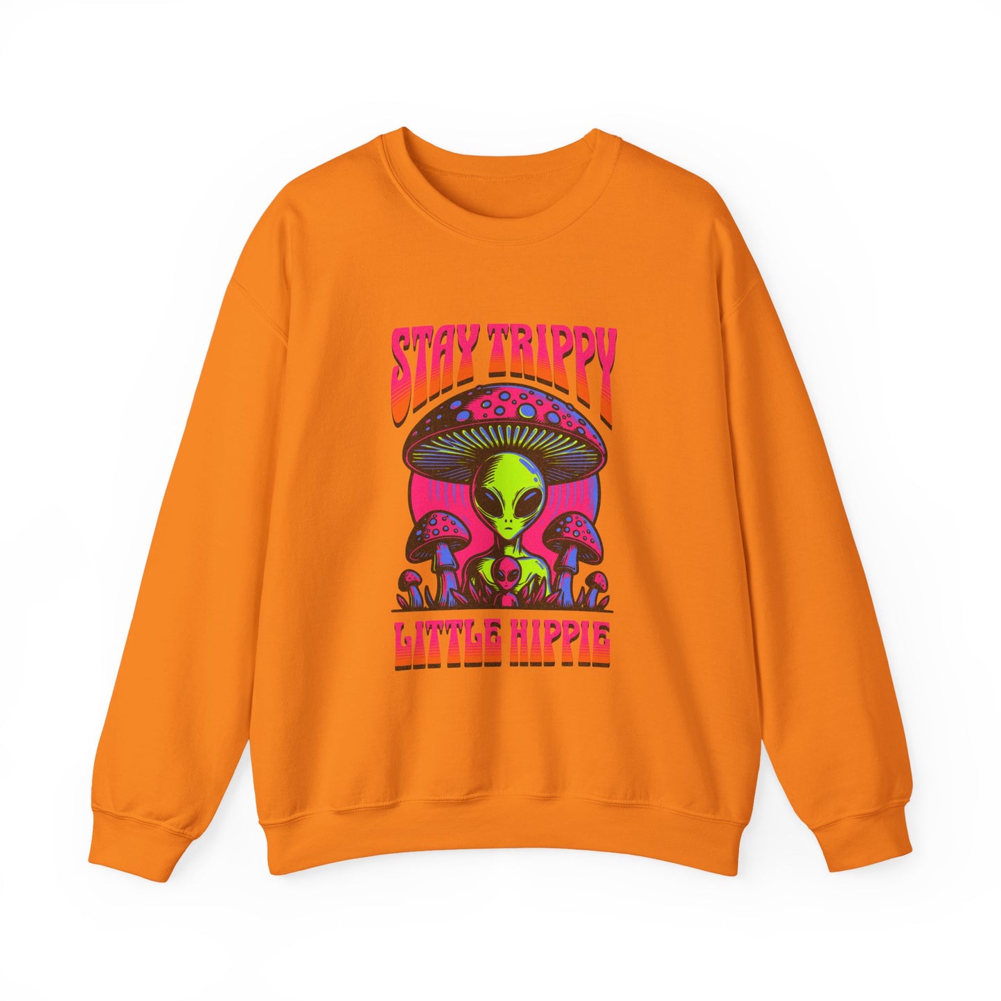 Stay Trippy Little Hippie Alien Sweatshirt - Unisex Crewneck, Heavy Blend Pullover, Galaxy Jumper, Cool Space Graphic Top, Retro UFO Sweater