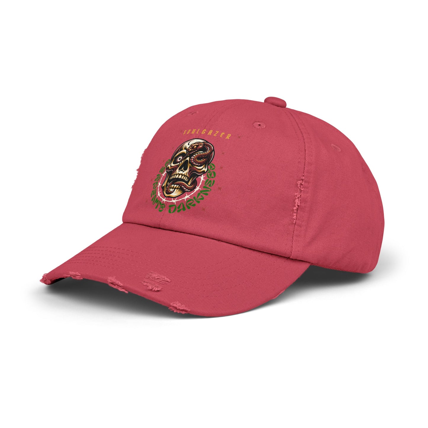 Soul Gazer Skull Snake Eye Distressed Cotton Twill Hat | Custom DTF Printed