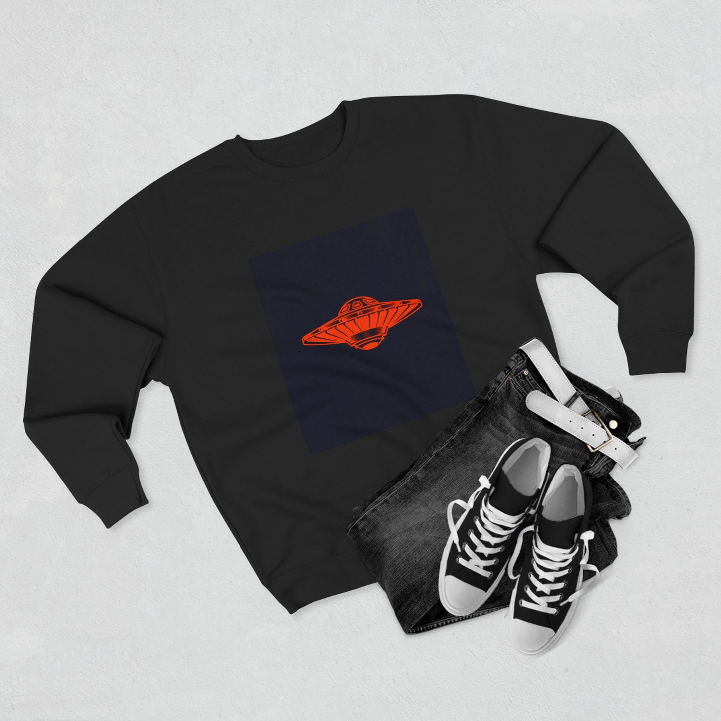 Reptilians Live Crewneck Sweatshirt, Alien Spaceship Unisex Pullover, UFO Print Sweater, Sci-Fi Graphic Jumper, Extraterrestrial Sweatshirt