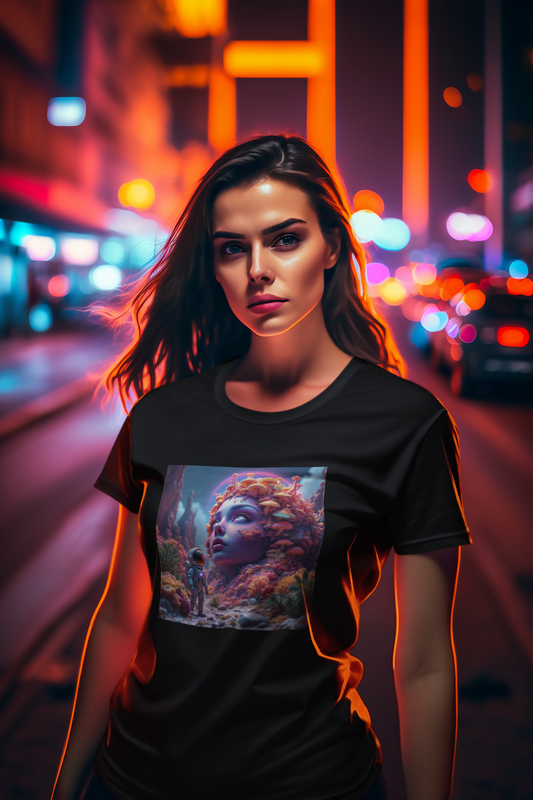 Mushroom Queen and Astronaut Short Sleeve Tee, Graphic Mushroom T-Shirt, Space Explorer Shirt, Unisex Mushroom Queen Tee, Astronaut Mushroom