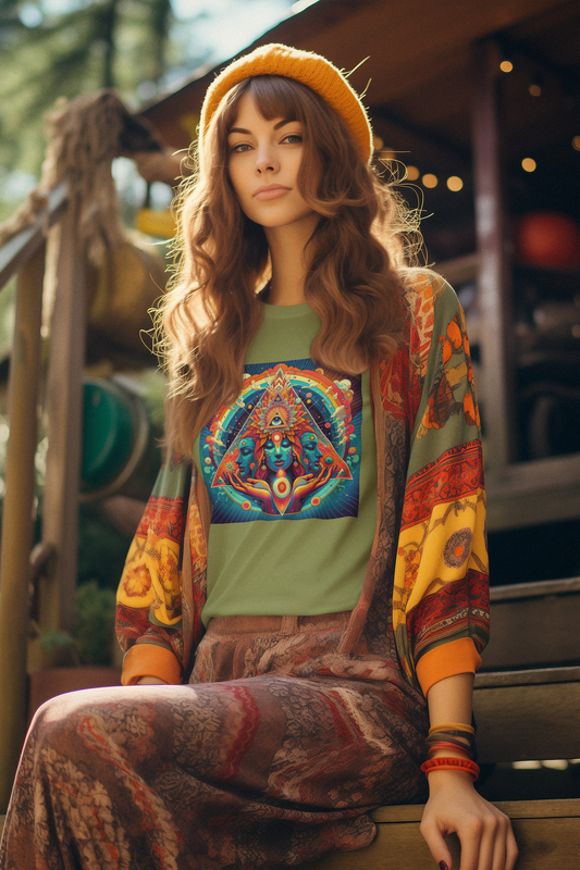 5D Hippy Tee - Unisex Jersey Short Sleeve, Symbol Consciousness Shirt, Hippie Festival Top, Spiritual Graphic T-Shirt, Boho Psychedelic