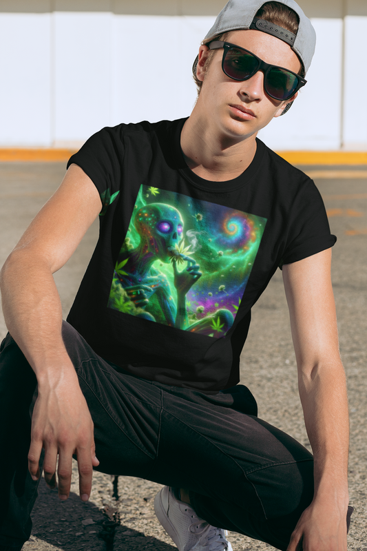 Zombie Alien Tee, Marijuana Leaf Shirt, Alien Smoking Tee, Unisex Cannabis Tee, Funny Alien Tee, Halloween T-shirt
