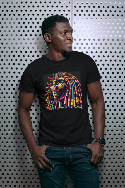 Gold Pharoah T-Shirt, Ancient Egyptian Hip Hop Tee, Unisex Shirt, Gold Jewelry Fashion Top, Fancy Glasses, Egyptian Style Shirt
