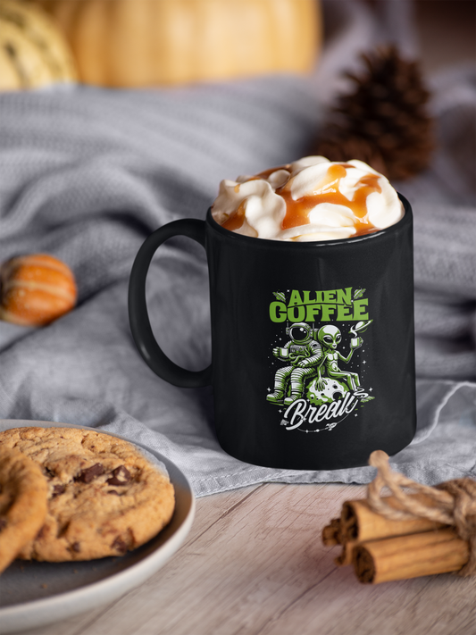 Alien Coffee Break Mug, UFO Gift, Space Lover Mug, Extraterrestrial Kitchen Decor, Sci-Fi Tea Cup, Galactic Beverage Mug