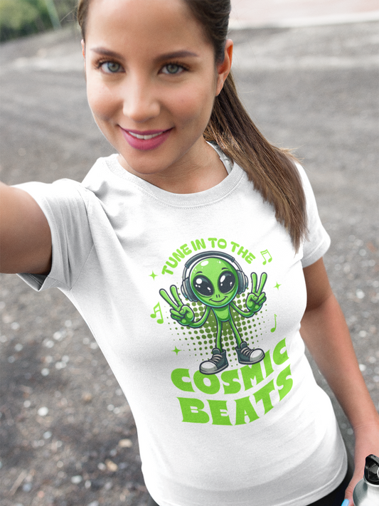 Unisex Jersey Short Sleeve Tee Tune into the Cosmic Beats Alien T-Shirt  Space Music Y2K Vibes