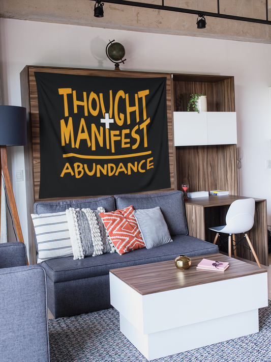 Thought + Manifest Equals Abundance Tapestry - Inspirational Wall Hanging for Home & Office Decor