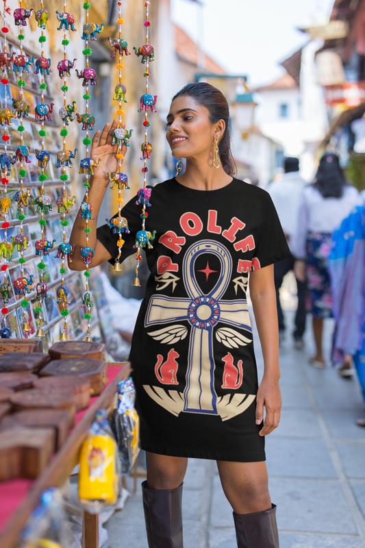Ankh Prolife All-Over-Print T-Shirt Dress | 100% Polyeste