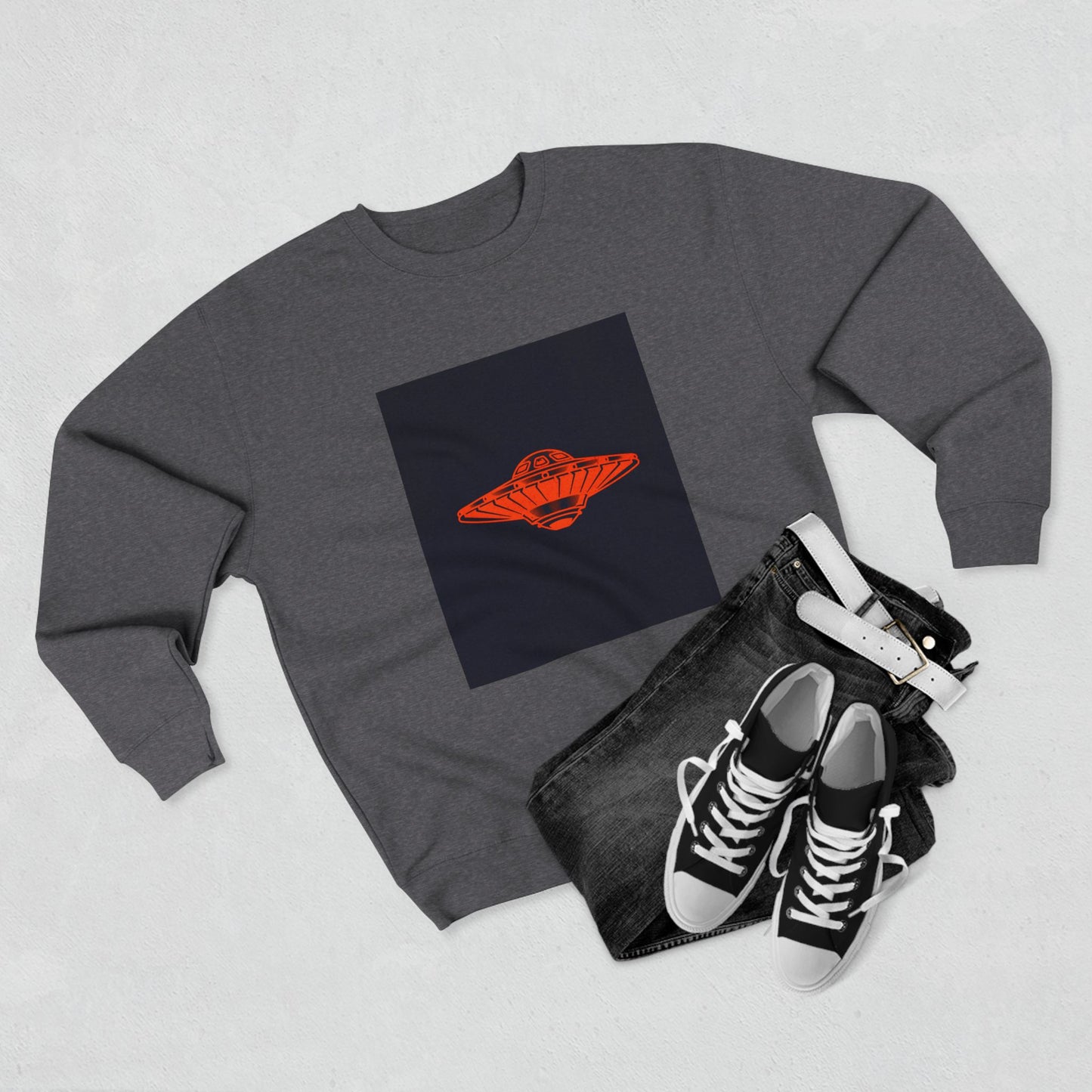 Reptilians Live Crewneck Sweatshirt, Alien Spaceship Unisex Pullover, UFO Print Sweater, Sci-Fi Graphic Jumper, Extraterrestrial Sweatshirt